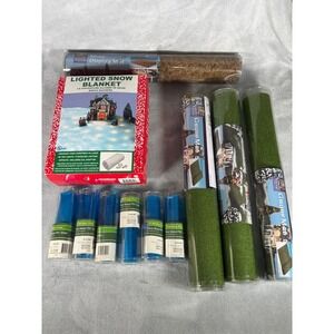 Christmas Village Display Landscape Lighted‎ Snow Blanket, Grass, Moss, Water